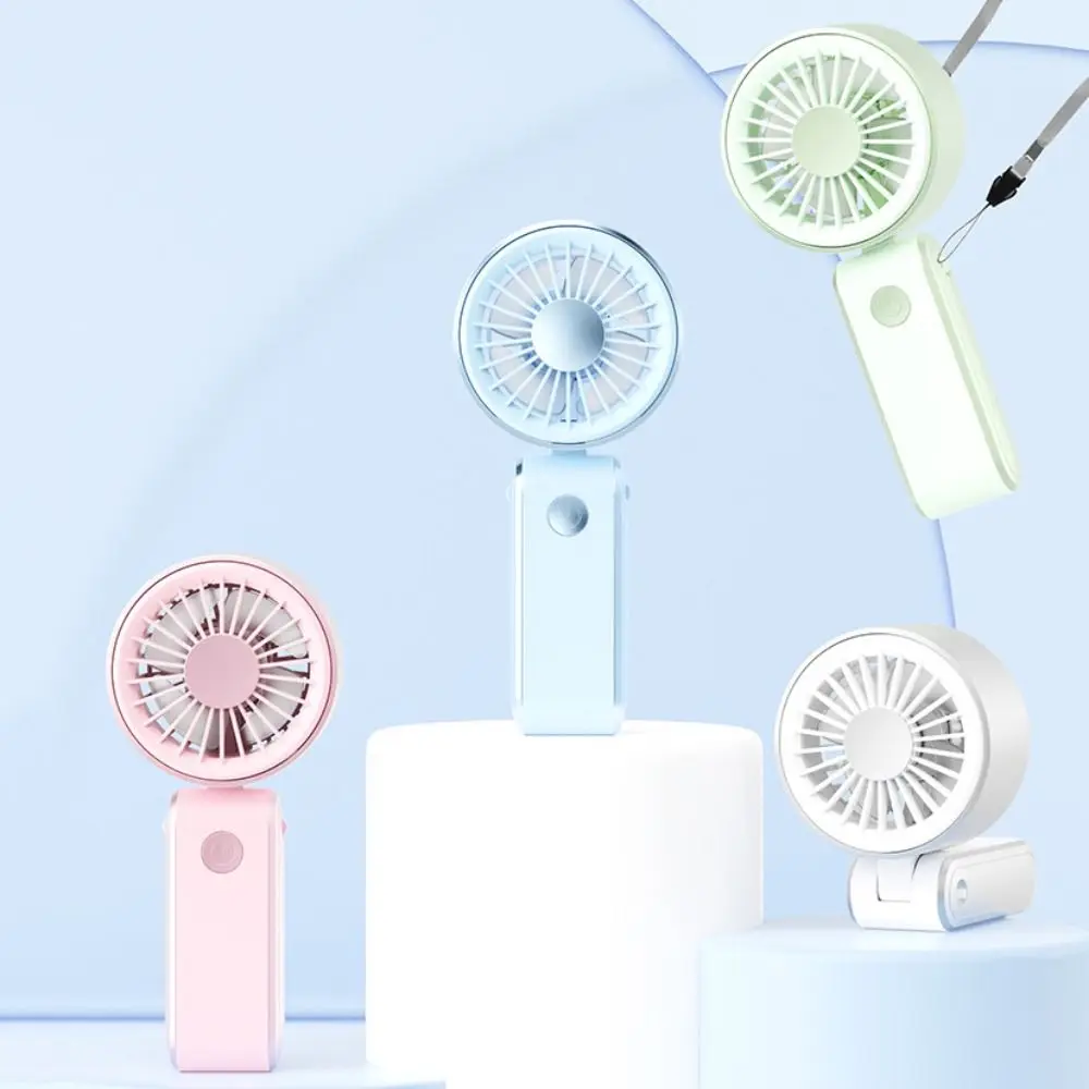 Foldable Portable Electric Fan Quiet Operation 3 Speeds Neck Hanging Small Fan with Hanging Rope Low Noise Handheld Mini Fan
