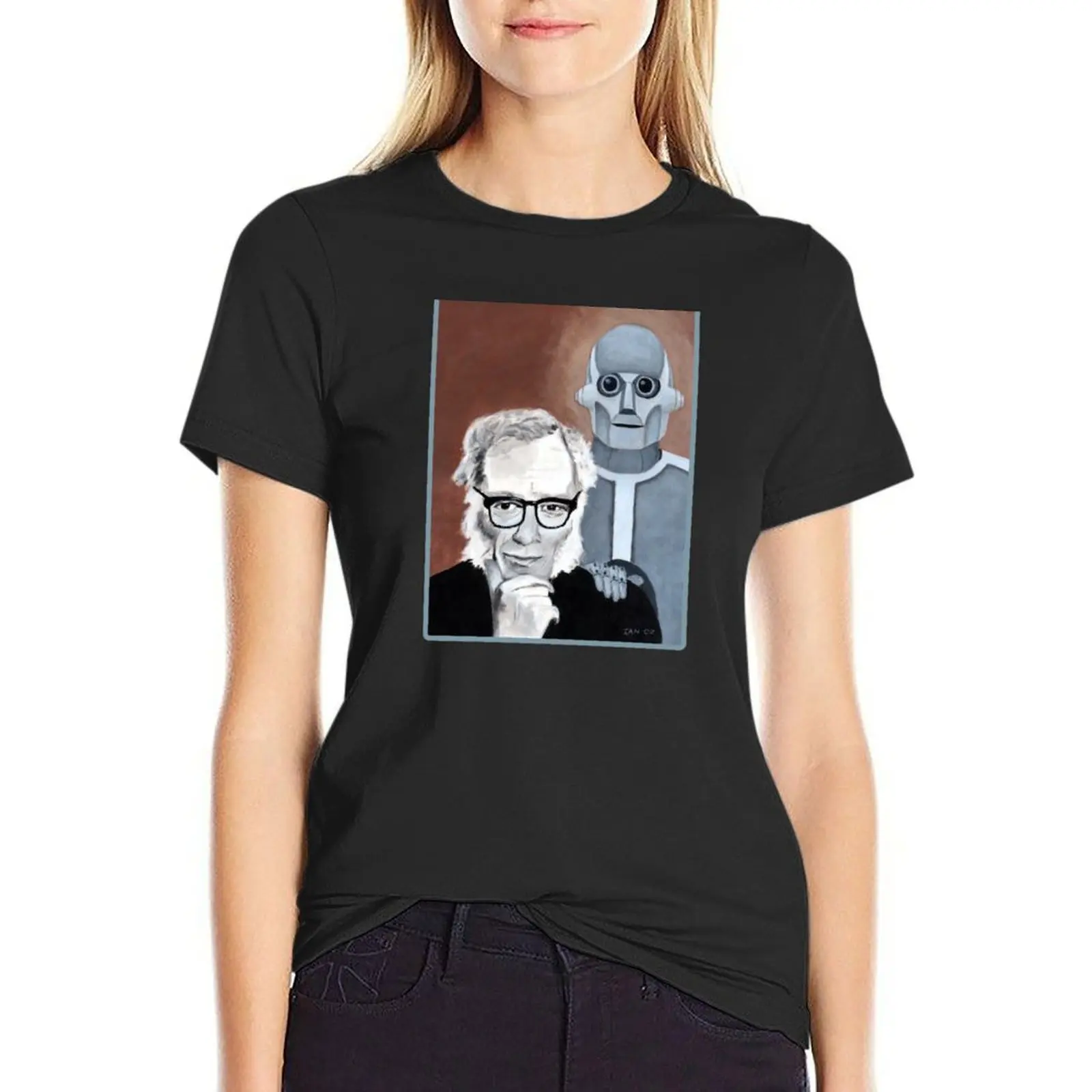 Asimov and His Robot T-Shirt Aesthetic clothing blanks t-shirt dress for Women graphic