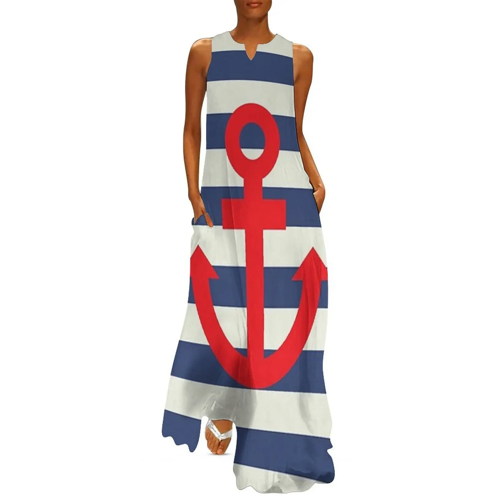 

Anchor - Nautical Long Dress womens clothing summer dress woman 2025 Female clothing sexy dress for women