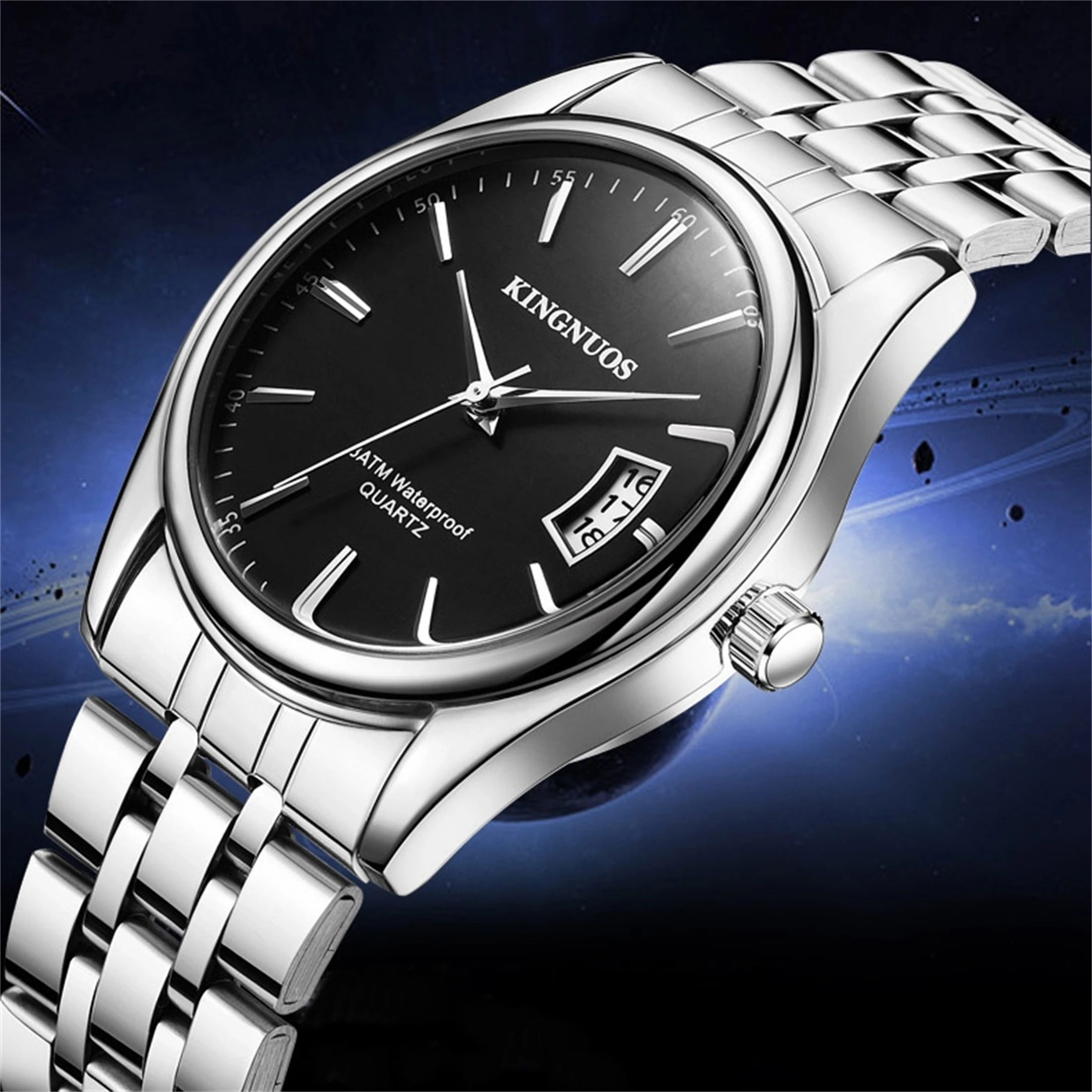 Men\'s Fashion Sports Watches for Men Business Stainless Steel Quartz Wristwatch Calendar Man Casual Luminous Clock Watch 1186