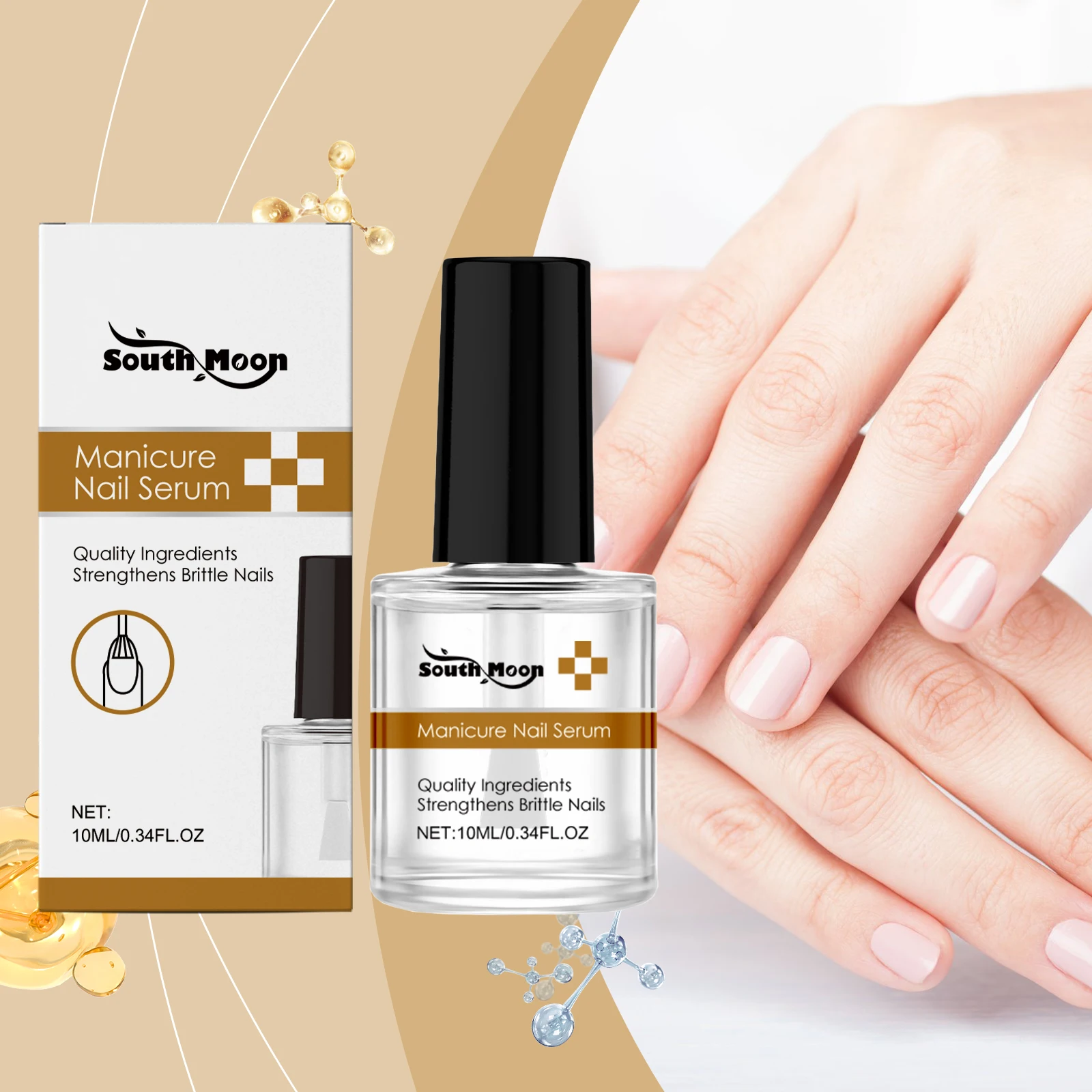 Nail Growth Serum - Strengthening Treatment for Brittle Nails - Manicure Care with Keratin & Biotin - Repair Weak