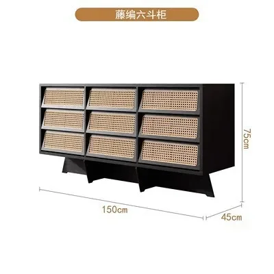 Armoire nordique en rotin à neuf pantoufles, meuble d'entrée simple pour salon, bois massif japonais