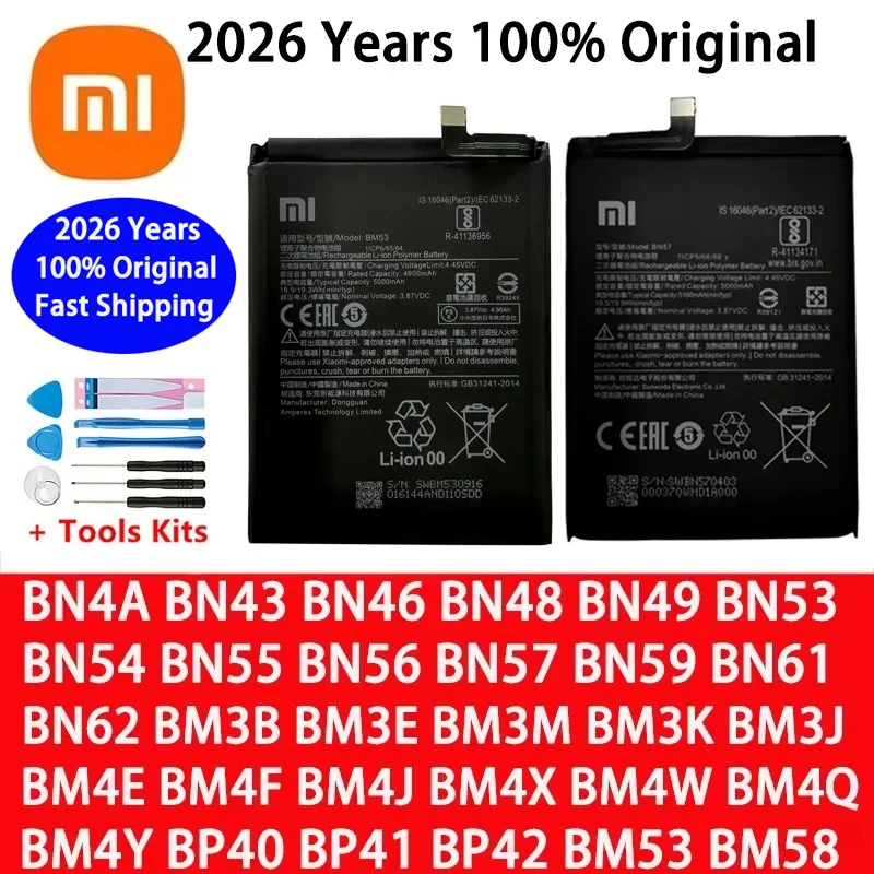 

For Xiaomi Mi Redmi Note Pocophone Poco K30 K40 F1 F2 K20 F3 X3 9 9A 9S 9T 10S 10T 10 10X 11 11T 5 6 7 7A 8 8T Lite Pro Battery