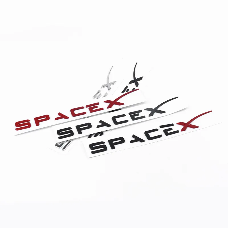 3D ABS Chrome Red Black Logo Space X Emblem Letters Car Trunk Badge Decal Space X Naklejka Akcesoria