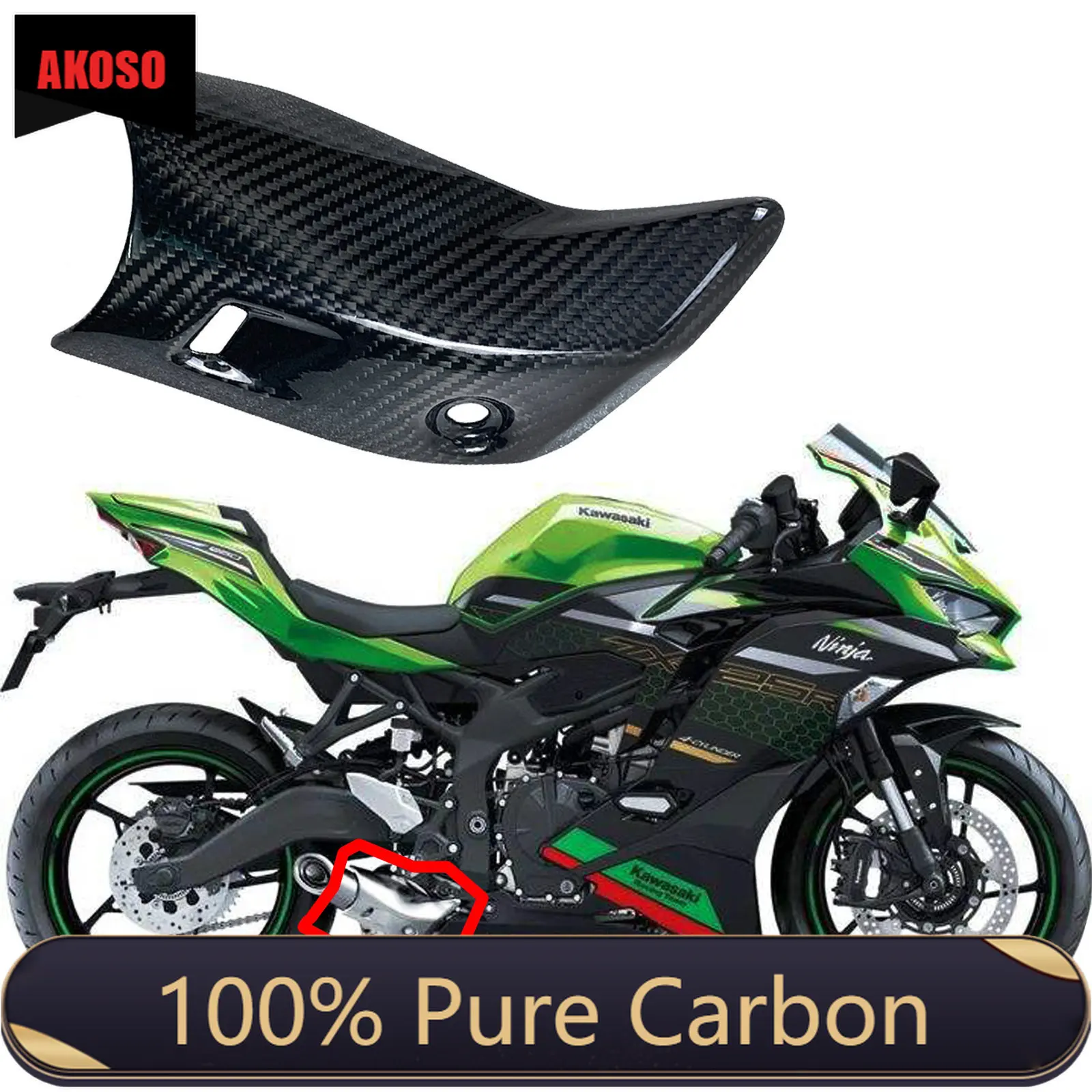 

100% 3K Full Pure Carbon Fiber Motorcycle Body Fairing Kits Exhaust Covers Panels For Kawasaki ZX25R ZX 25R 2020 2022 2023