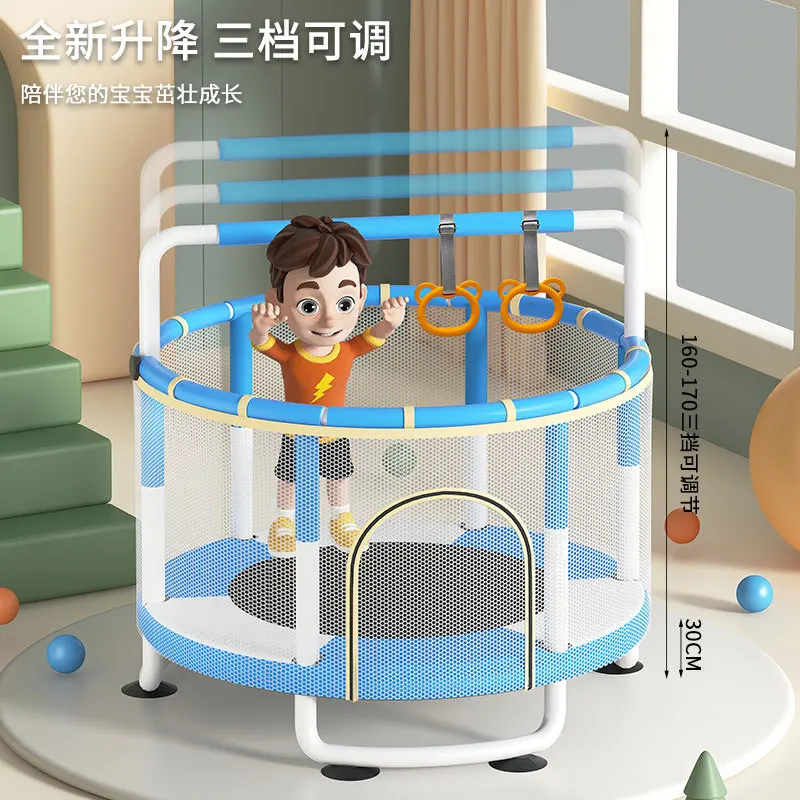 Baking Paint Trampoline, Home Fitness Equipment, Indoor Small Spring Bed with Guardrail Trampoline，Portable Fitness Equipment