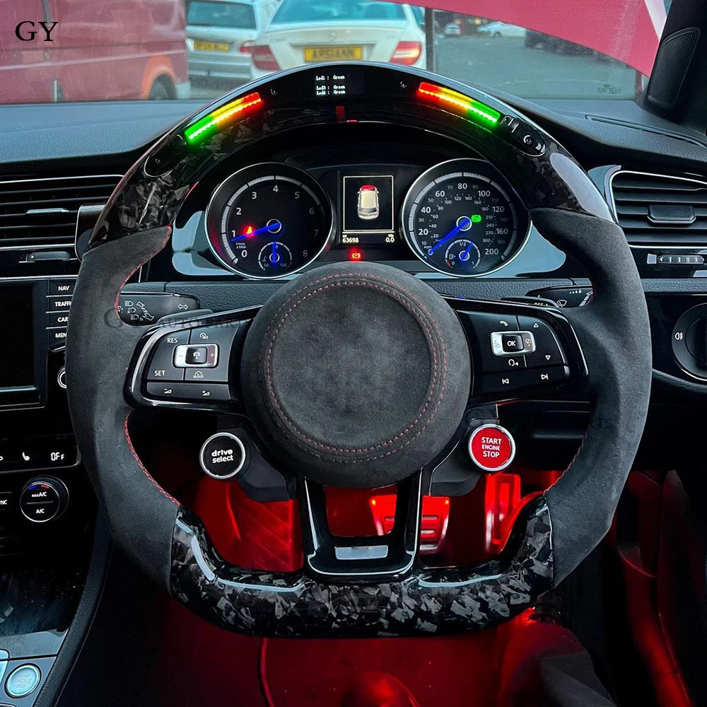 Forge Carbon Fiber Customized Fit For Volkswagen VW LED  Steering Wheel GTI Golf 7 MK7 Mk7.5 Scirocco Polo GTS R Line