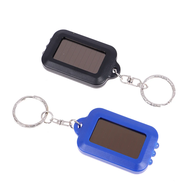 Solar Powered LED Flashlight Keychain Small Pocket Light Portable Flashlight With Keyring Outdoor Lighting Flashlights