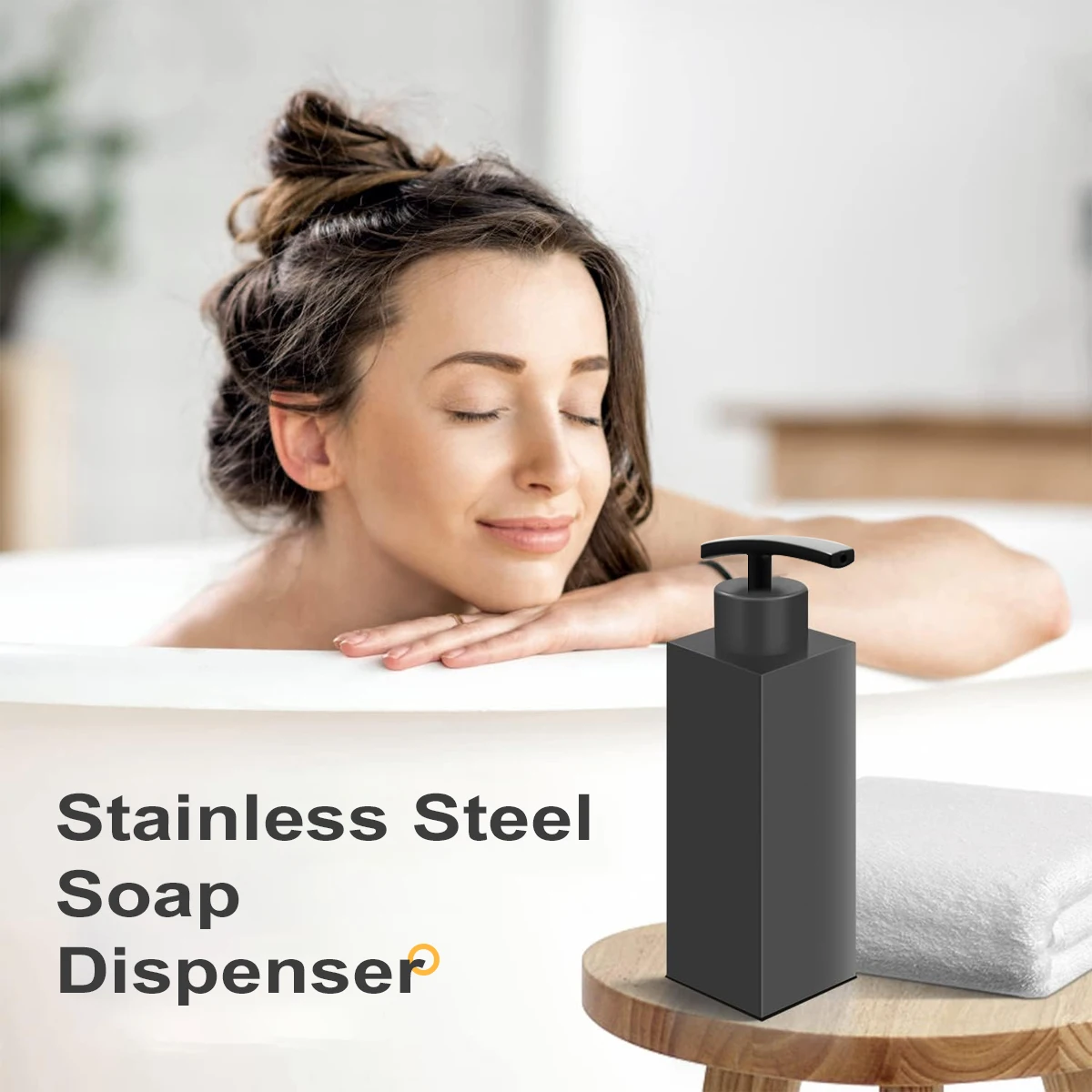 Leeseph Matte Black 304 Stainless Steel Soap Dispenser Square Design Soap Dispenser Liquid Soap Dispenser for Bathroom