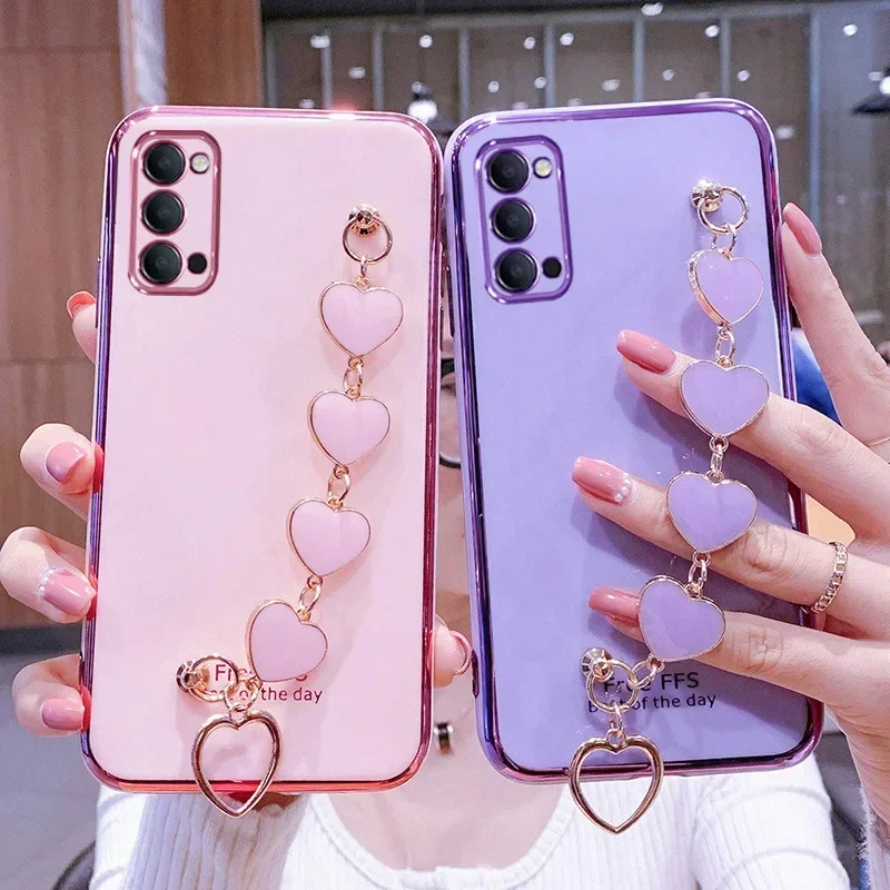 

Note12 Love Heart Bracelet Plating Case On For Xiaomi Redmi Note 12 10 11 8 9 Pro 12pro 4g 5g 11s 10s 12s Luxury Chain Cover 12c