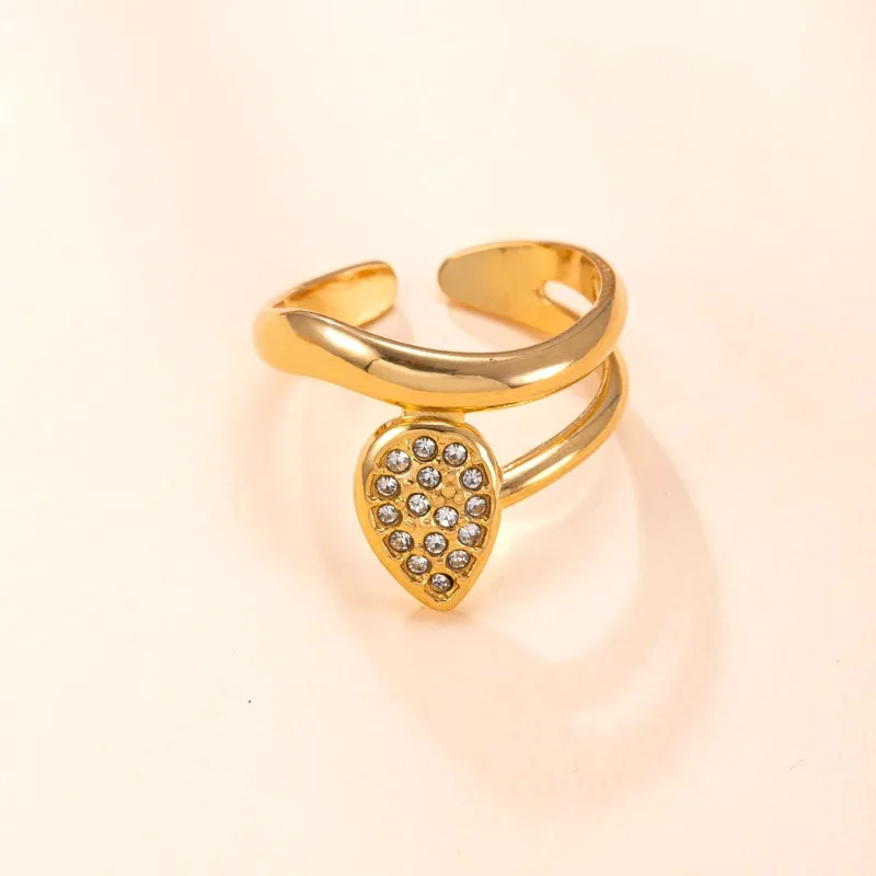 

Titanium steel jewelry fashion trend plated 18k ring women's cast water droplet stainless steel ring
