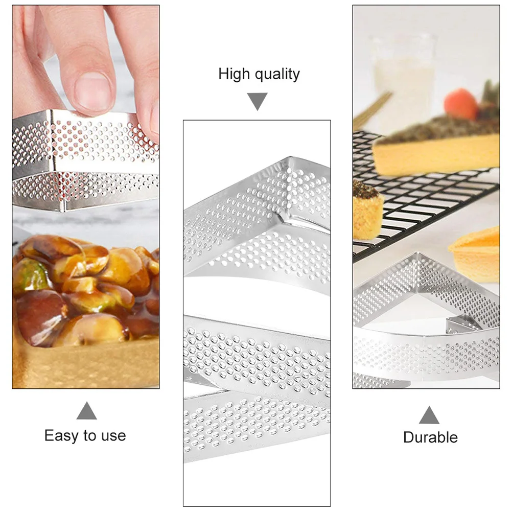 

3Pcs Stainless Steel Cake Molds Square Round Triangle Shapes Corrosion Resistant Baking Tools DIY Dessert Mold
