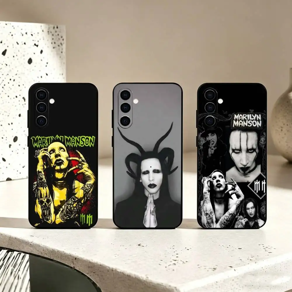 Singer Marilyn M-Manson Phone Case Black Silicone Soft For Samsung Galaxy A73,A72,A71,A70,A53,A52,A51