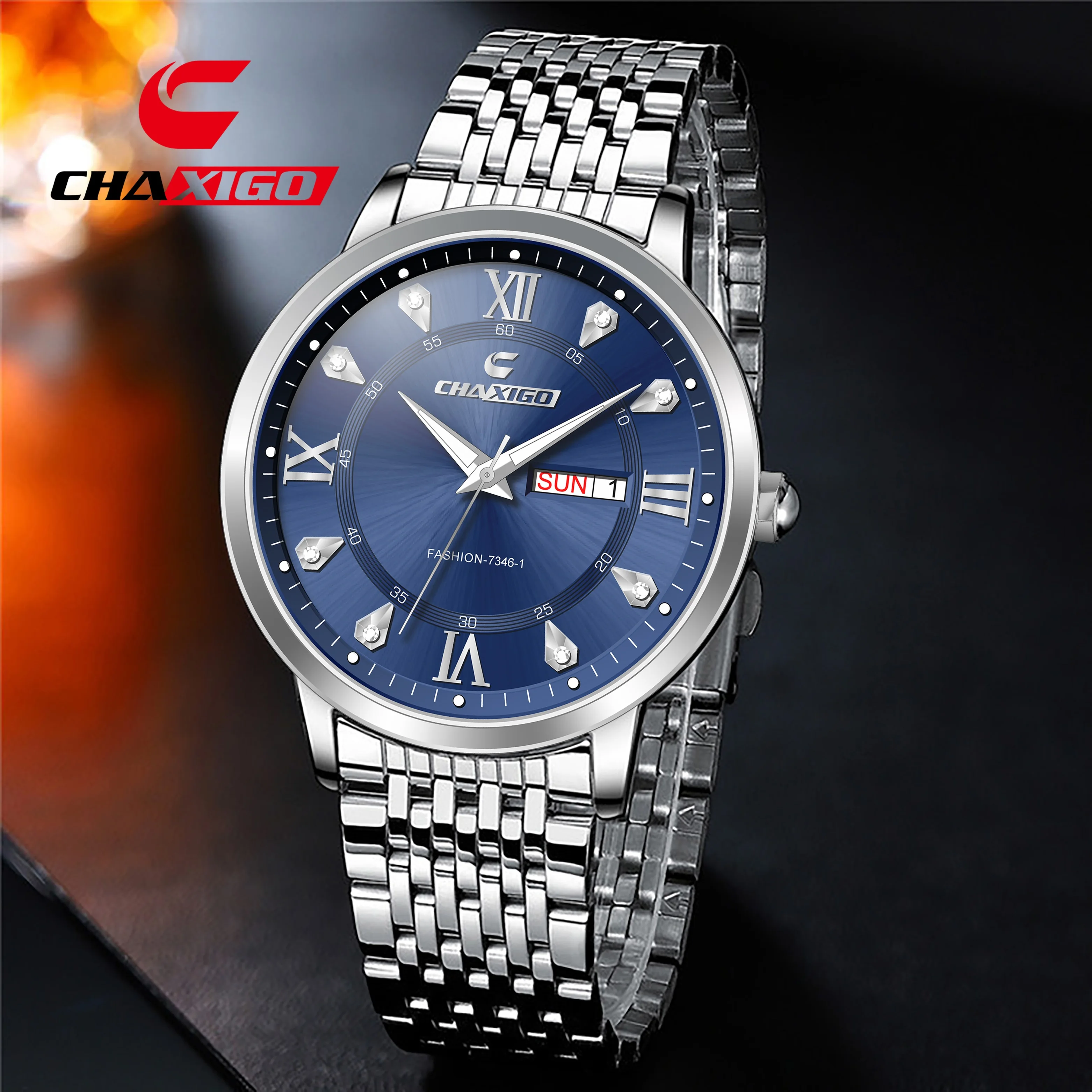

CHAXIGO Gentleman's Choice Stainless Steel Bracelet Watch, 39.5mm Dial, Classic Design, Luminous Hands, Quartz Movement