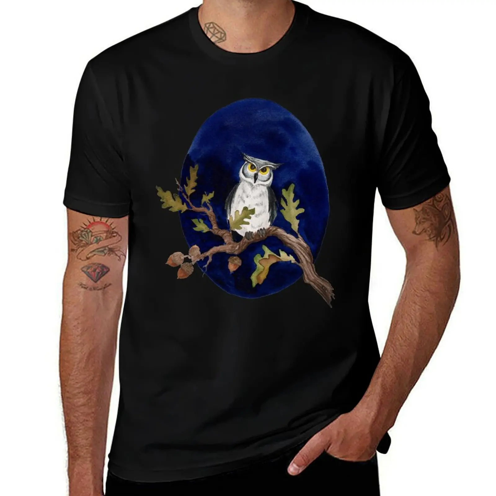 

Night Owl T-Shirt mens graphic t shirts t shirts for man cotton soft T-Shirt
