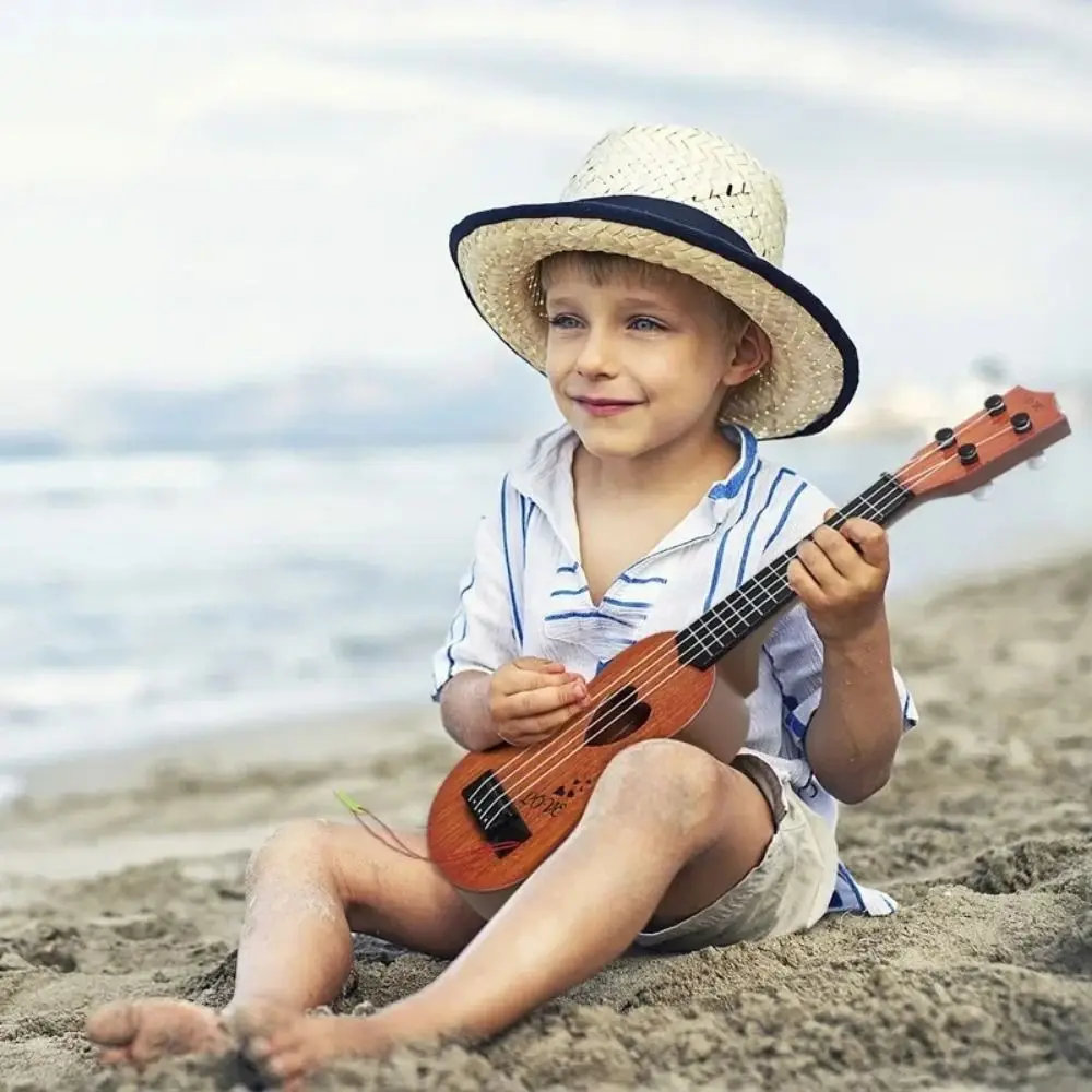 4 cordas ukulele instrumento musical brinquedo yukrili brinquedos botão de corda ajustável simulação ukulele brinquedo jogável clássico