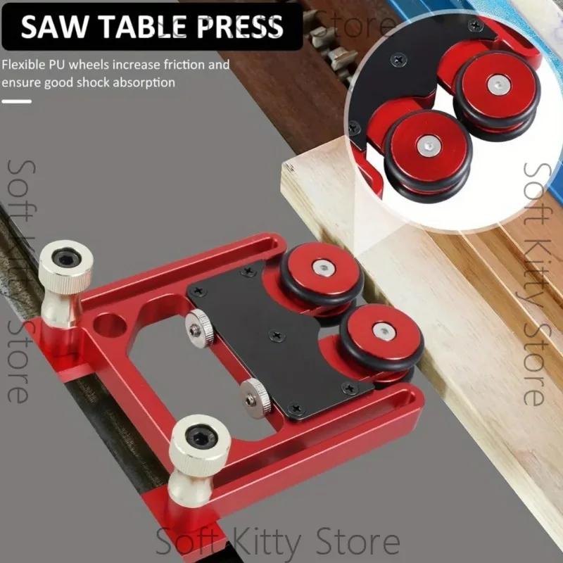 Stock Guide Roller Aluminum Alloy One-Way Table Saw Feeding Guide Roller Adjustable Thin Rip Jig Anti-Rebound Feather Board Tool