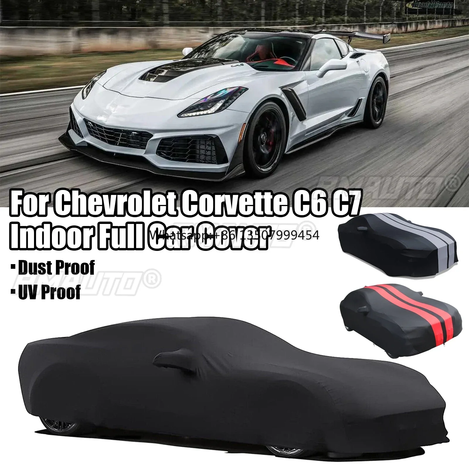 

Satin Indoor Full Car Cover for Chevrolet Corvette C6 C7 Stingray Dust UV Proof Scratch Stretch Black Grey Red