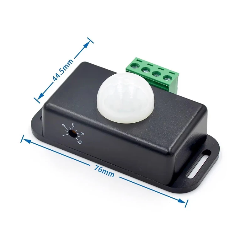 1-50Pcs LED Human Body Sensing Switch 6A 12/24V Black Delay Time Adjustable PIR 5050 Light Strip Module