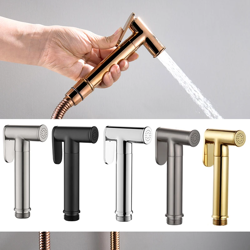 Handheld Toilet Faucet Sprayer Brushed Rose Golden Brass Sprayer Hand Bidet Sprinkler Bathroom Self Cleaning Hand Shower Head