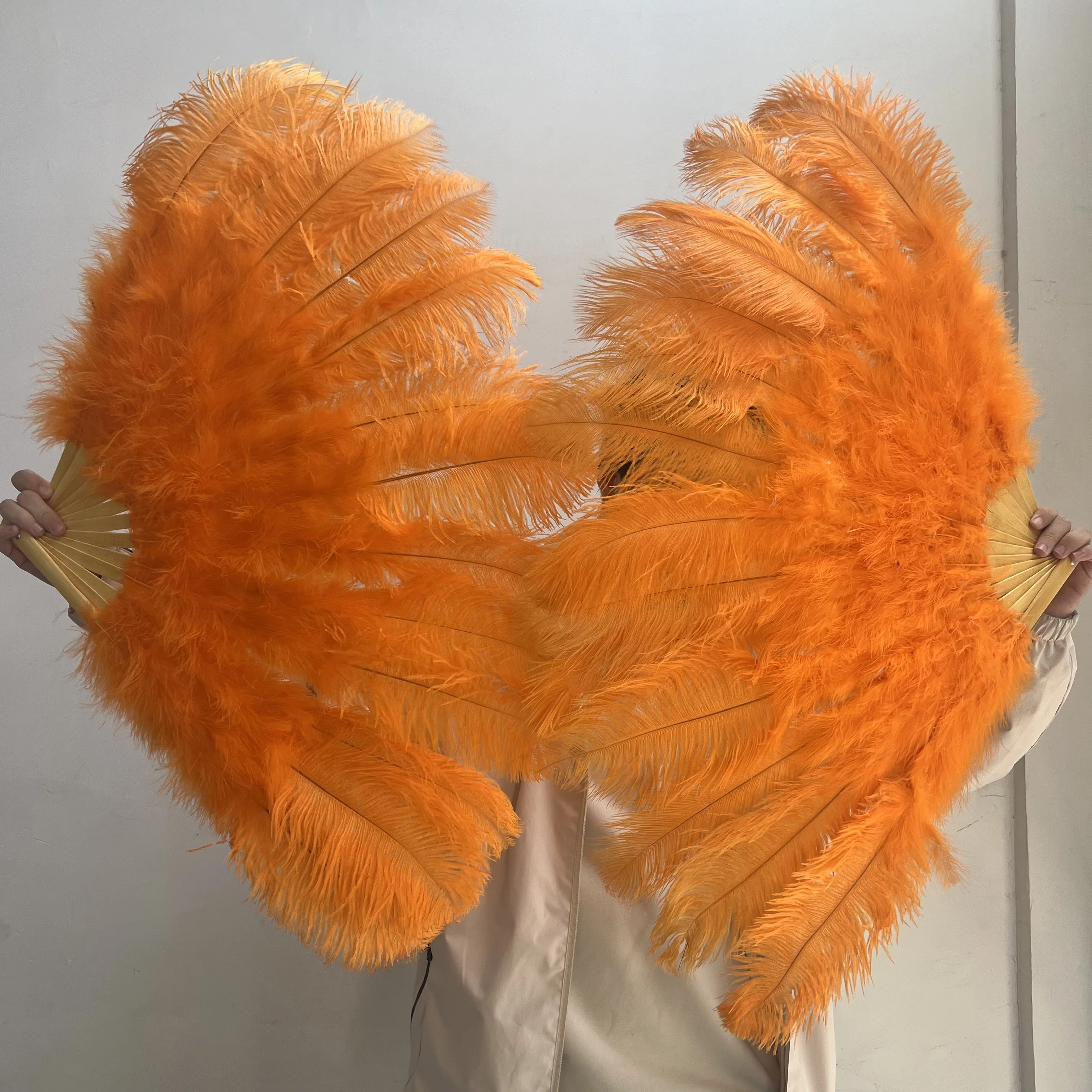 

Red Ostrich Feather Fan 100CM&130CM Handheld Carnival Belly Dance Stage Performance Feather Fan Plumes Craft 13 Bone