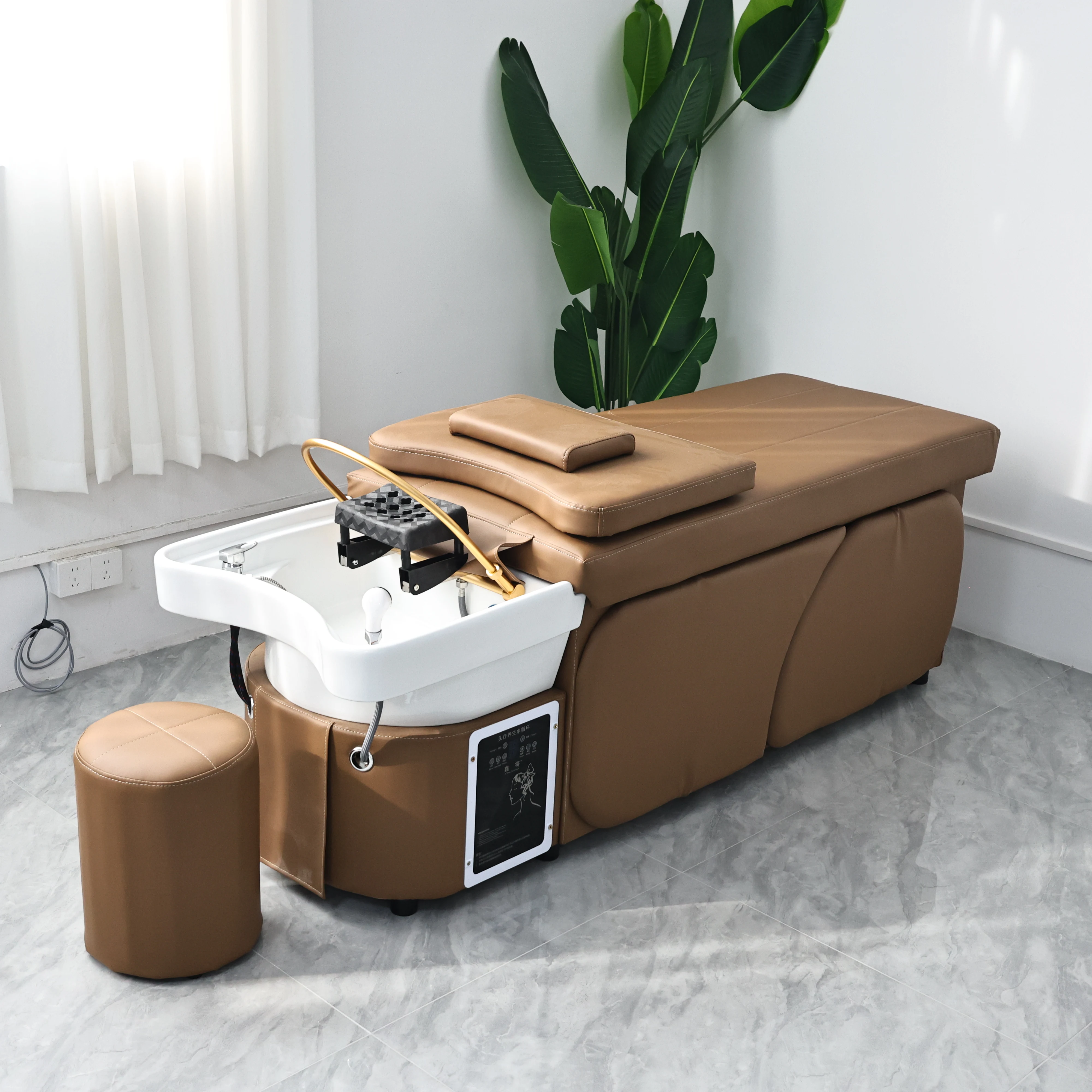 Head SPA Salon Hair Washing Massage Bed, Water Cycle Shampoo Bed, Massage Table, Salon Beauty Barber Shop Furniture Customizable