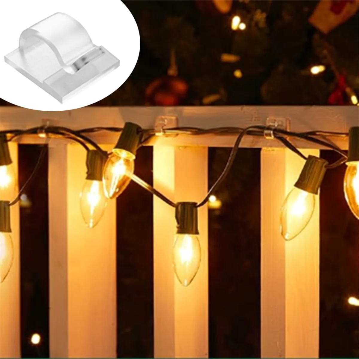 Innovative Hooks for Outdoor String Lights Clips 15 Pack Clips Clear Light Hook with 15 Waterproof Adhesive Backing