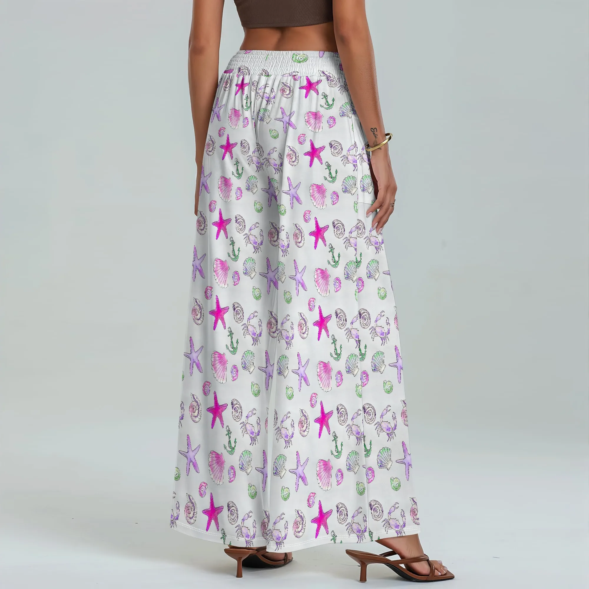 Women's Wide Leg Pants with Pockets All Seasons Casual Comfort Beach Pattern for Beach Outdoor Vacation