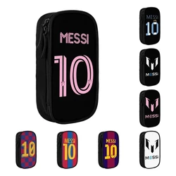 Étuis à crayons Football Messi avec fermeture éclair, porte-stylo pour étudiant, grand sac de rangement, fournitures de papeterie