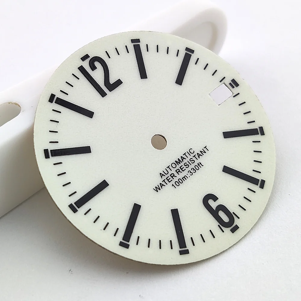28.5mm NH35 Dial new dial men's watch accessory for NH series movement with C3 green Luminous custom logo watch dial