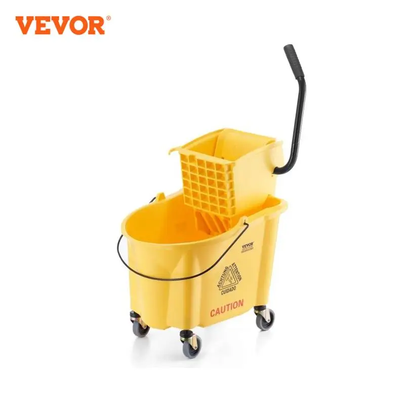 VEVOR Mop Bucket with Wringer Commercial Mop Bucket with Side Press Wringer for Professional Industrial Business Floor Cleaning