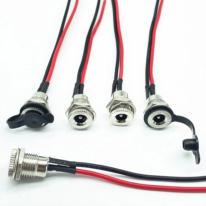 1PCS Metal Male/Female 5.5x2.1mm 5.5X2.5mm DC Power Supply Threaded Charging Socket Jack Panel Mount Connector