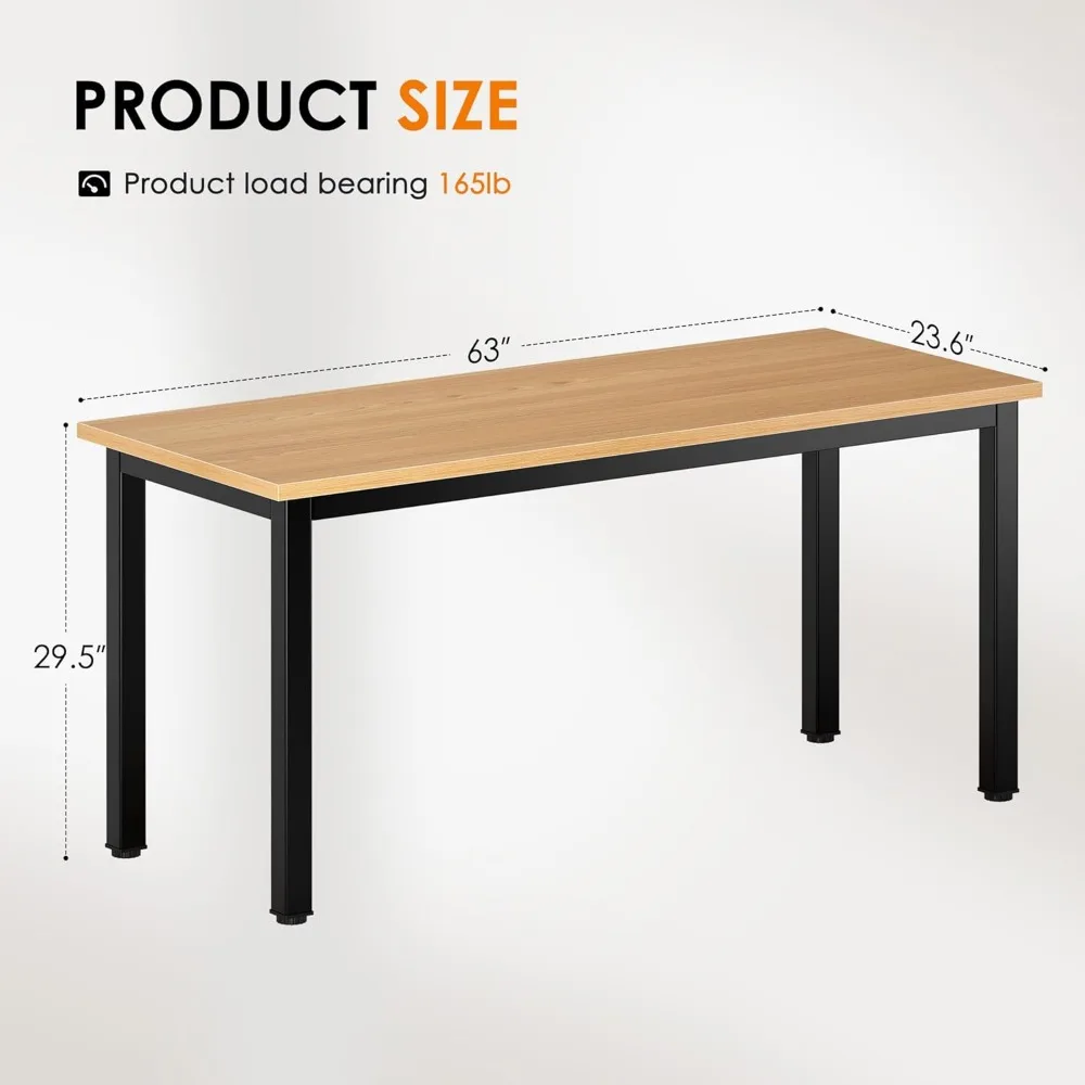 63 inches X-Large Computer Desk, Composite Wood Board, Decent and Steady Home Office Desk/Workstation/Table