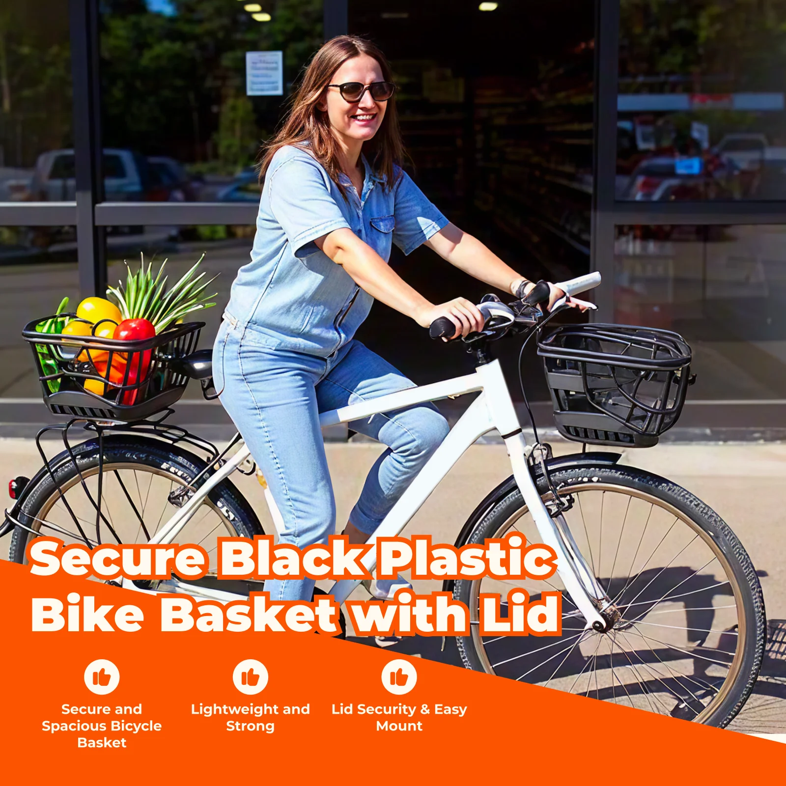 سلة الدراجة مع غطاء سلال ركوب الدراجات حاوية أشتات سكوتر #4