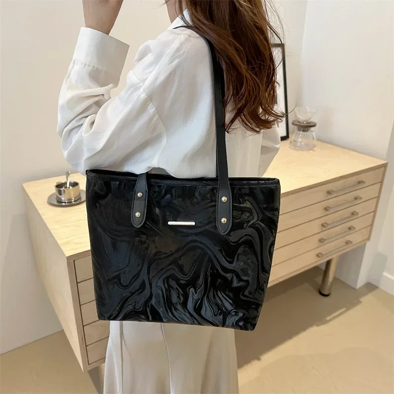 Luxury Bag Women Handbag Large Tote Sliver Shoulder Bag Simple Handle Handbags Solid Color Soft Shopper Purse Bag