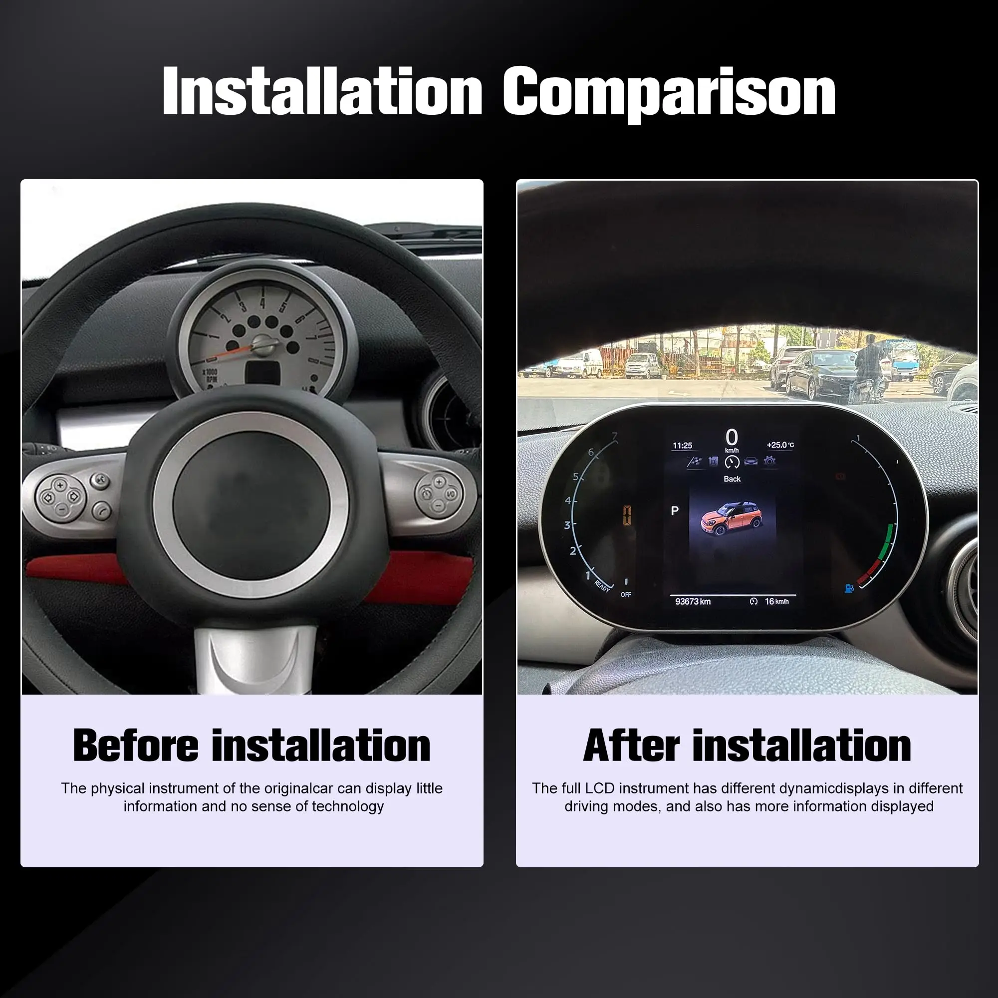 

5’’ Digital instrument cluster for BMW Mini R55 R56 R57 R58 R59 R60 R61 Dashboard speedometer Gauge, plug & play