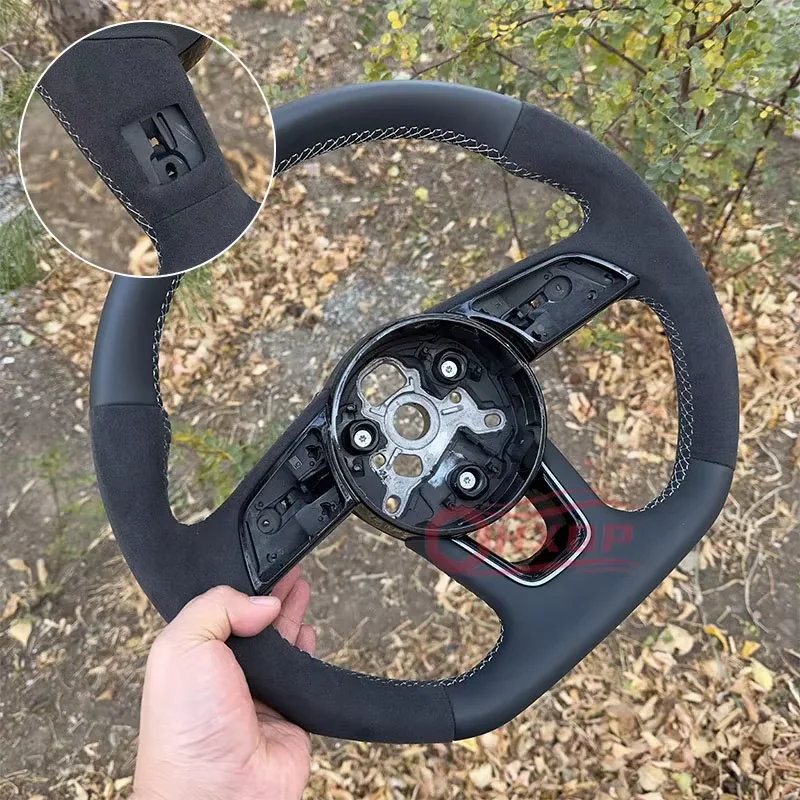Suitable for Audi RS3 RS4 RS5 A3 A4 B9 A5 S3 S4 S5 2017-2021 leather flat bottomed sports steering wheel image 3
