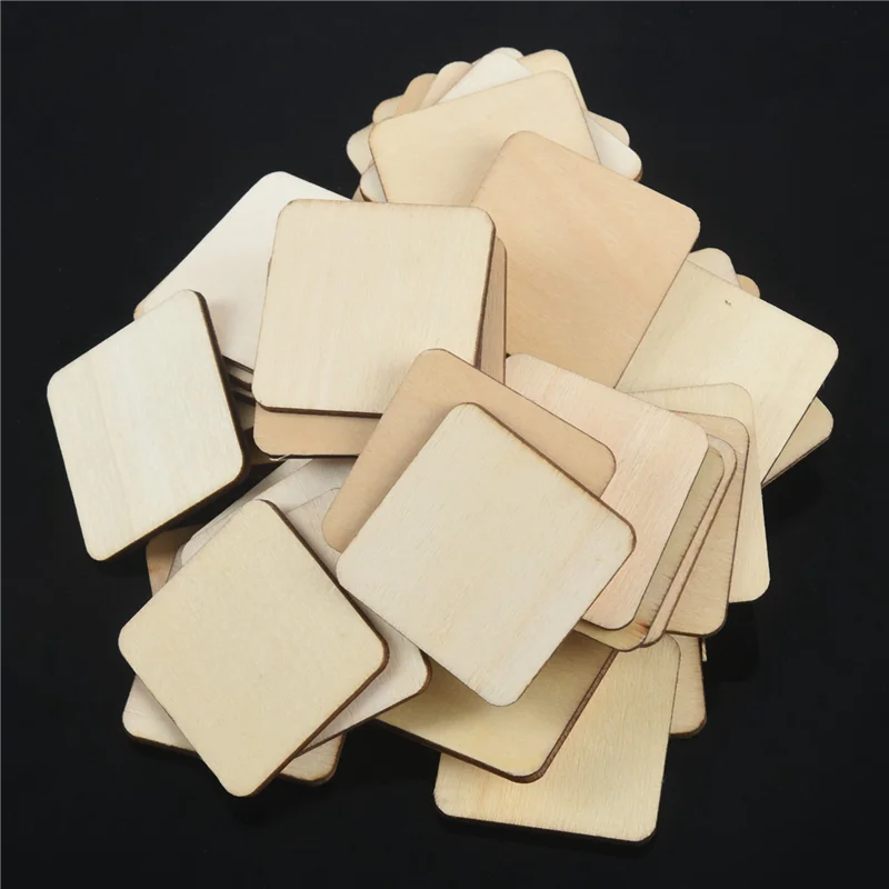 200 DIY Square Decorative Wood Slices