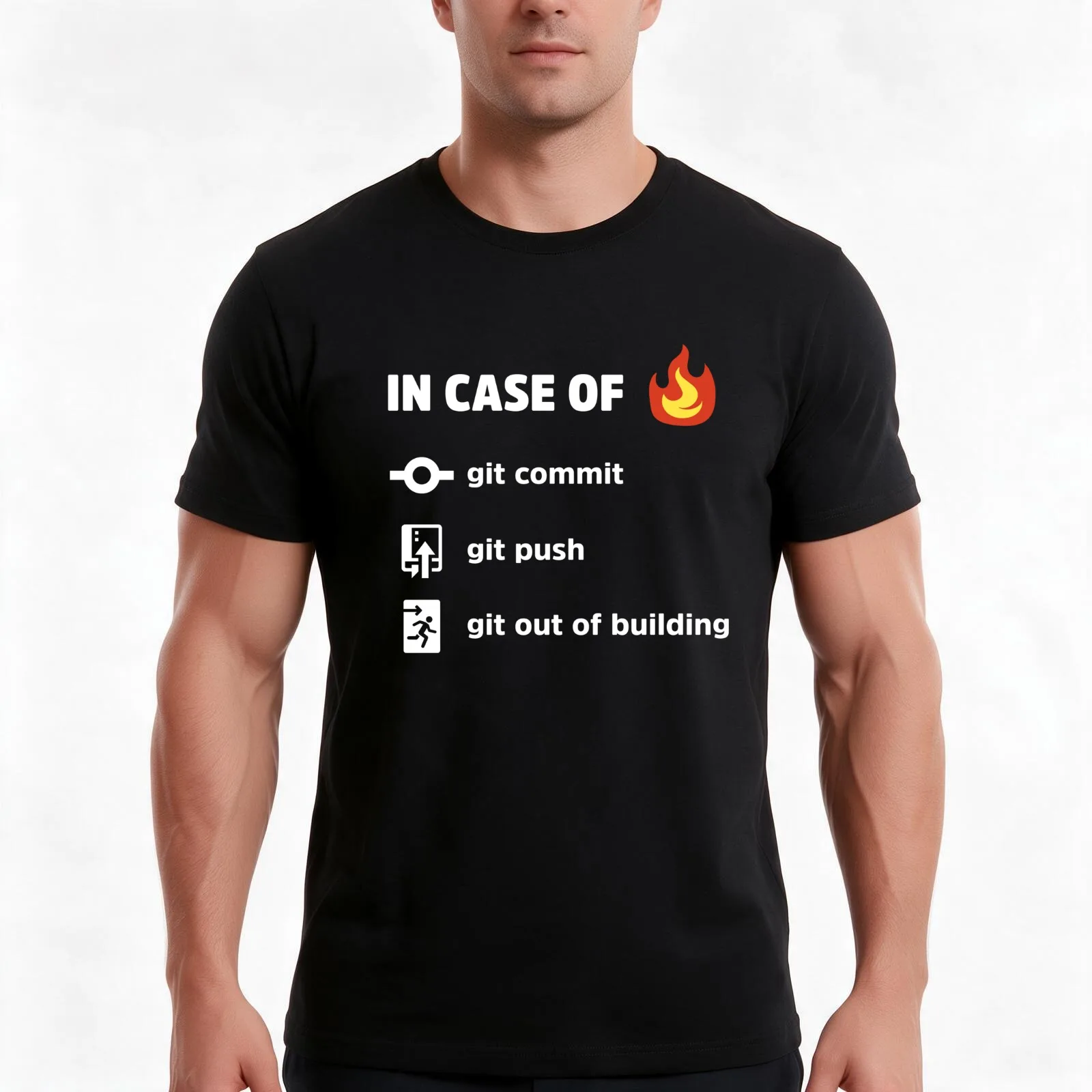 Use Git In Case of Fire v2 - Funny Programming Jokes - Dark Color T-Shirt Summer Casual Cotton Tee Oversized Streetwear Tops