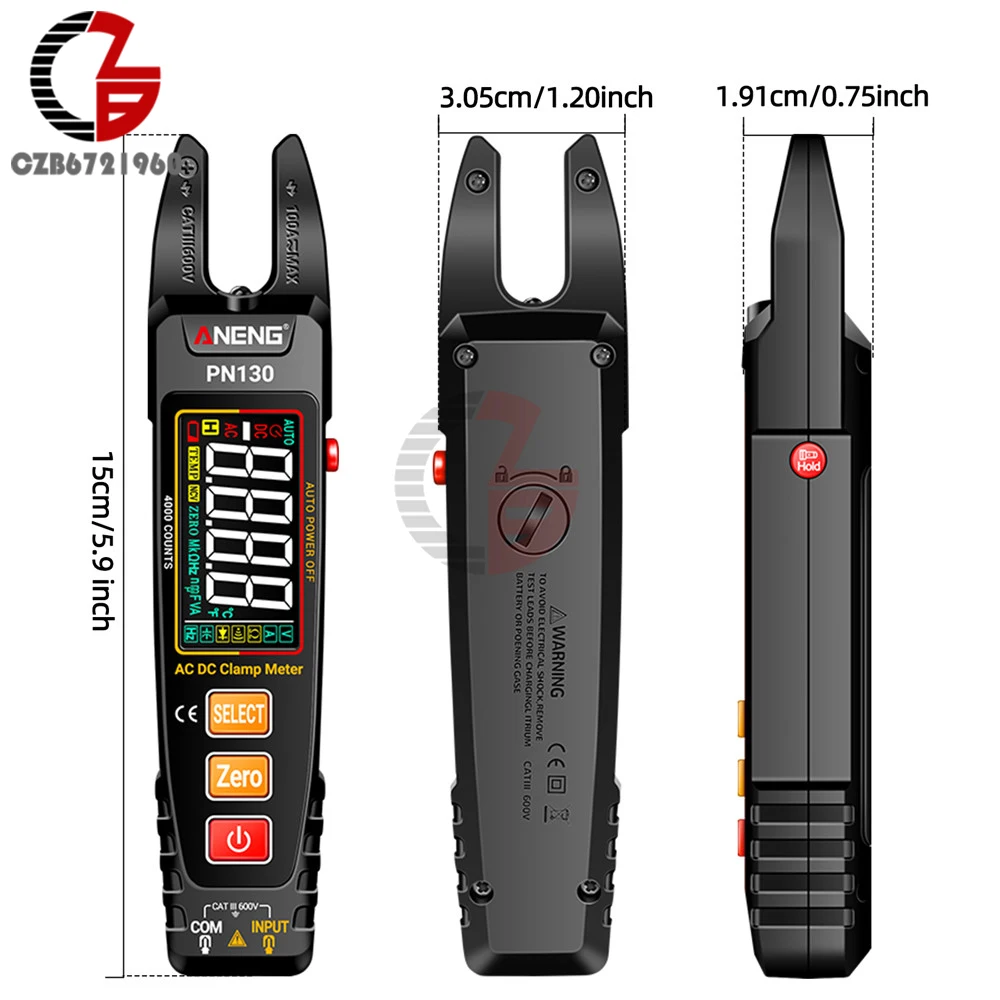 PN130 U-shaped Clamp Meter Intelligent Digital Multimeter USB Type-C Lithium Battery Pliers Tester AC/DC Voltage Current Meter