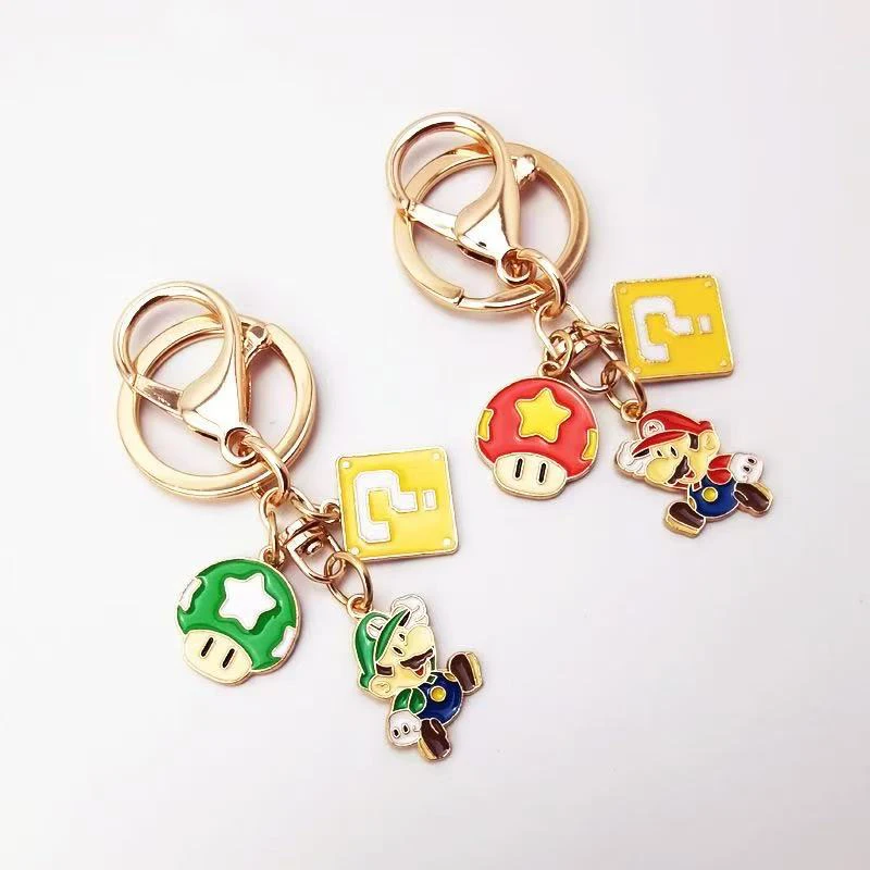 Cartoon Super Mario Bros Schlüsselanhänger Niedlicher Kreativer Paar-Anime-Schlüsselanhänger Zubehör Kindertaschen-Dekoration Auto-Anhänger