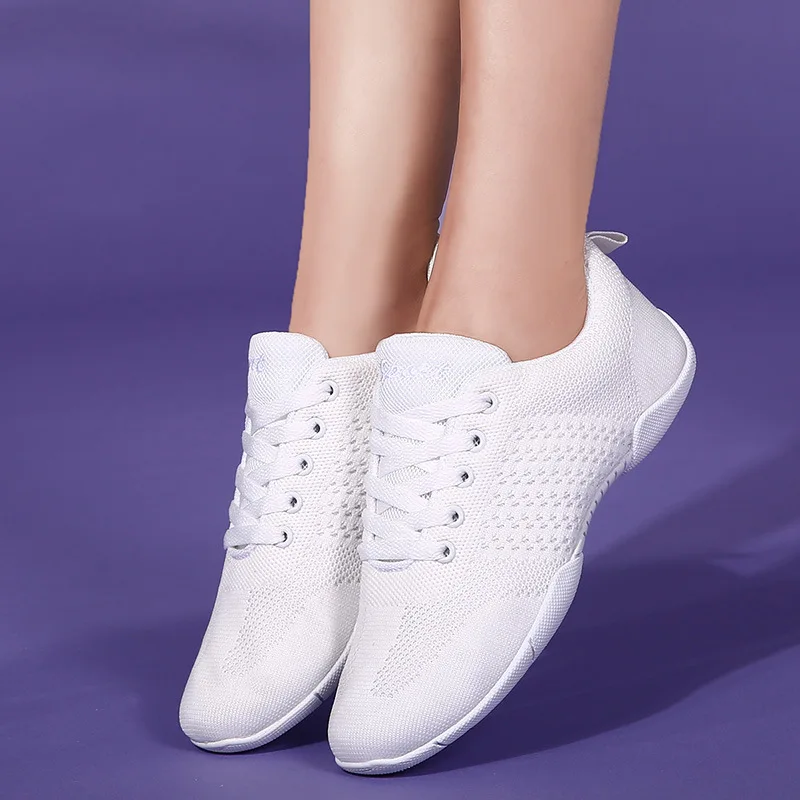 Aerobics Shoes Women Skills Children Soft Soled Square Dance Competition Training White Shoes Cheerleading Bodybuilding Sneakers