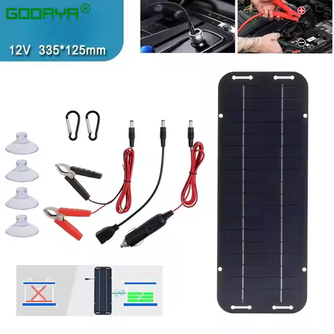 ATV Motorcycle Scooter 10W Solar Powered 12V Lead Acid Battery Maintainer Trickle Charger for Cars RV Caravan Boat Battery