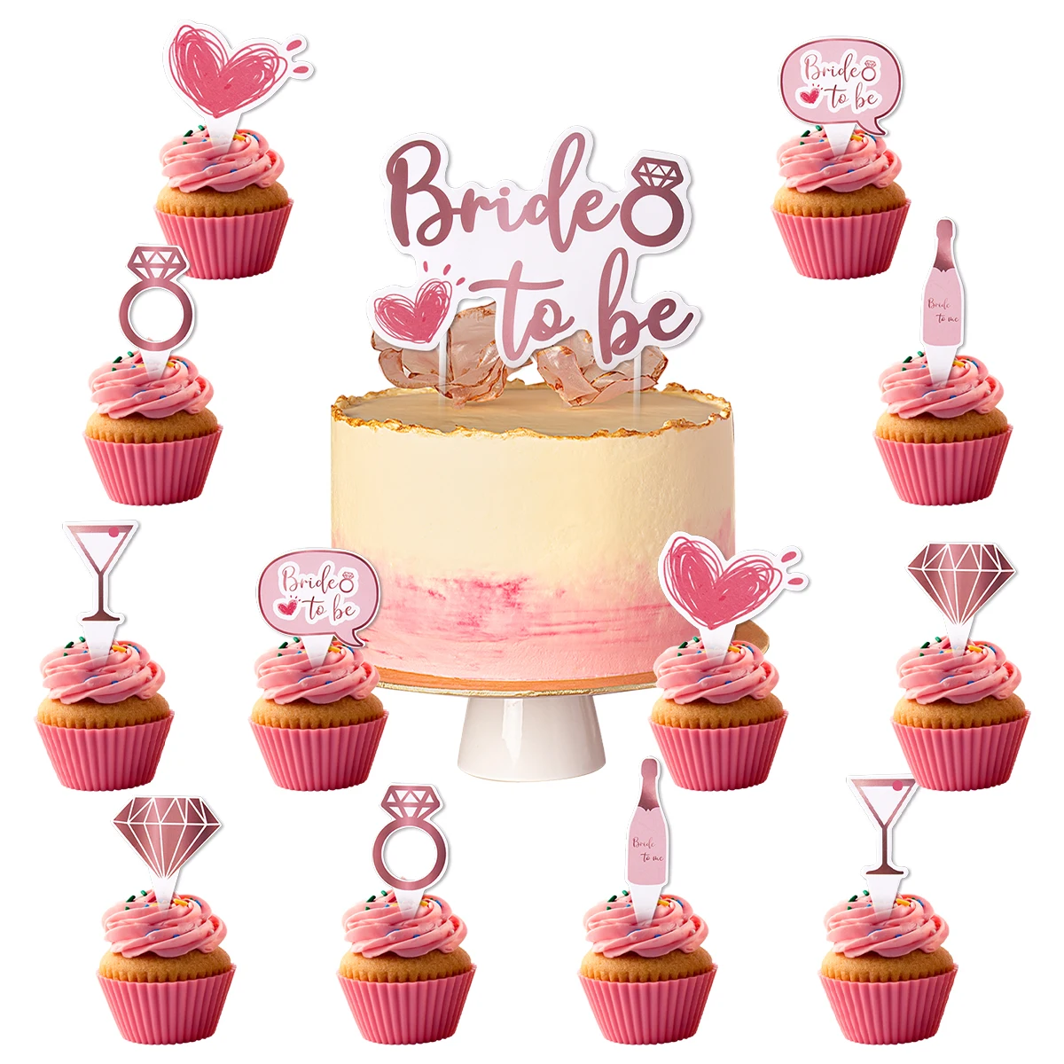 

Bride To Be Cupcake Toppers Diamond Ring Cake Topper Wedding Party Cake Decorations Bachelorette Party Bridal Shower Supplies