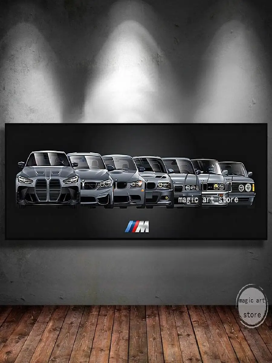 Luxury BMW Sports Car Series Evolution Canvas Art Poster  Modern Wall Decor for Living Room Home Decor Cuadros  Stylish Automoti