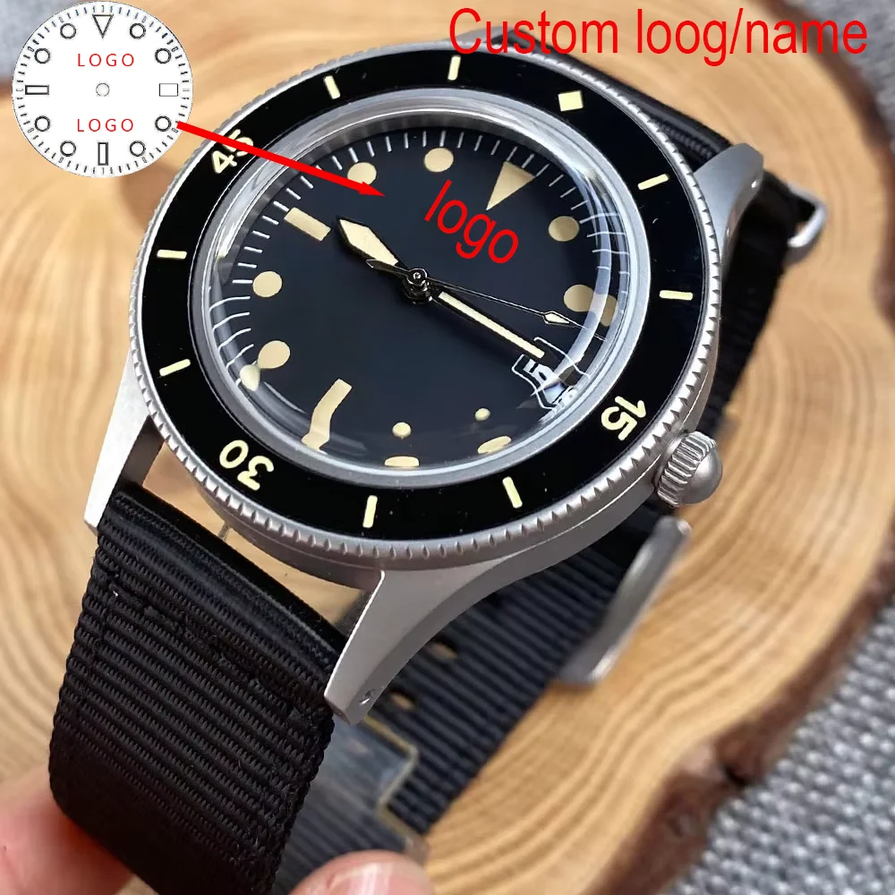 Custom 20ATM Diving Vintage 50-Fathoms Tandorio 40mm Sapphire Glass NH35 Automatic Sandblast Men Watch Luminous 120 clicks Bezel