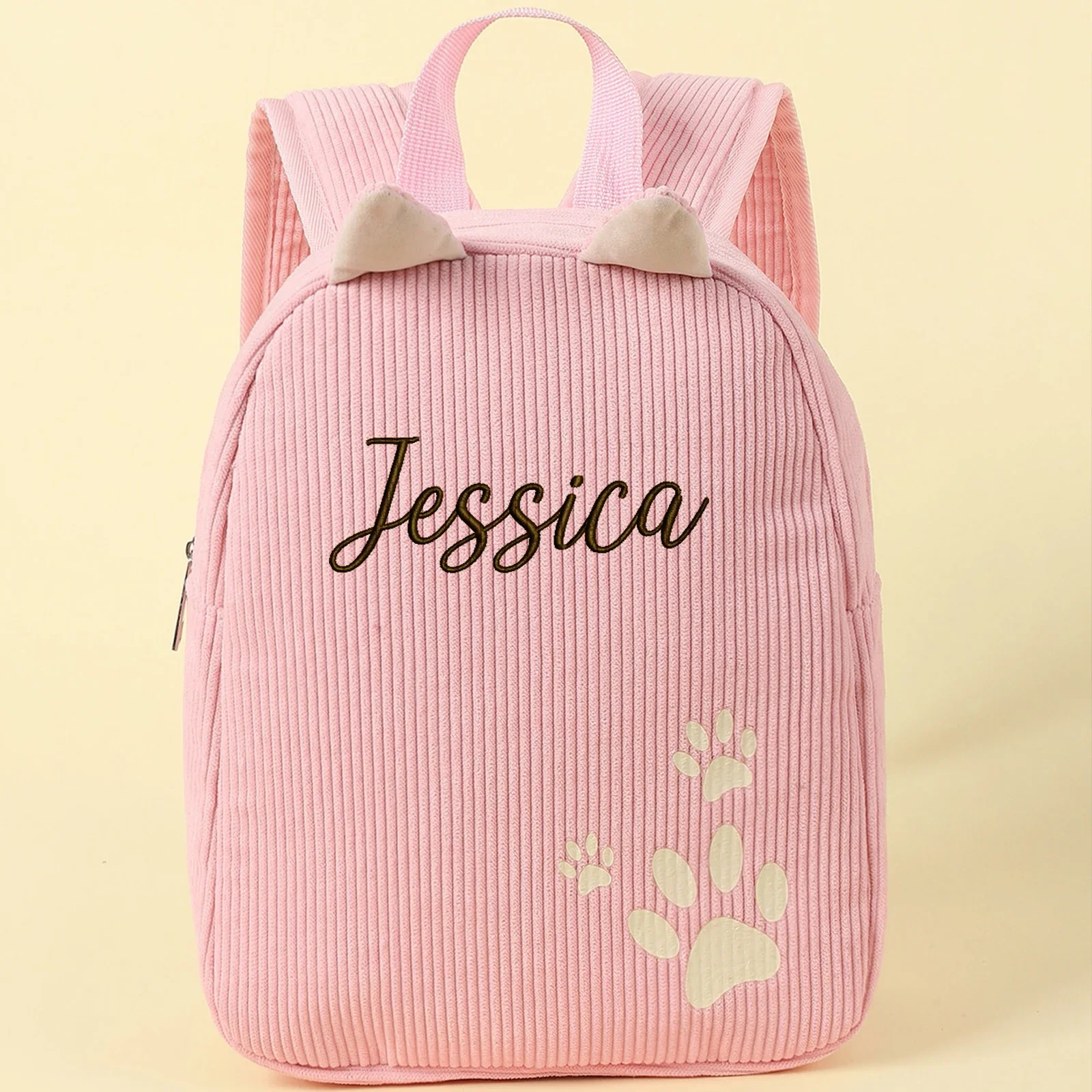 

Personalized Corduroy Kids Backpack Custom Name Embridery Kindergarten Schoolbags baby Children Girls Boys Solid Cute Bags Gifts