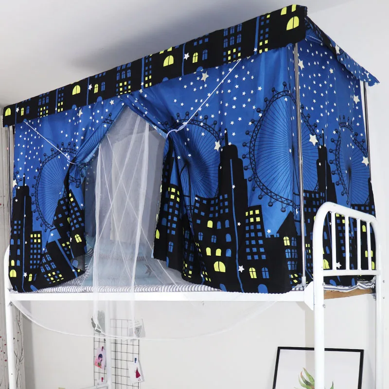 Student Dormitory Blackout Cloth Mosquito Net Bed Curtain, Integrated Upper Shop Lower Men's Female Bedroom, Dual-Use Curtains