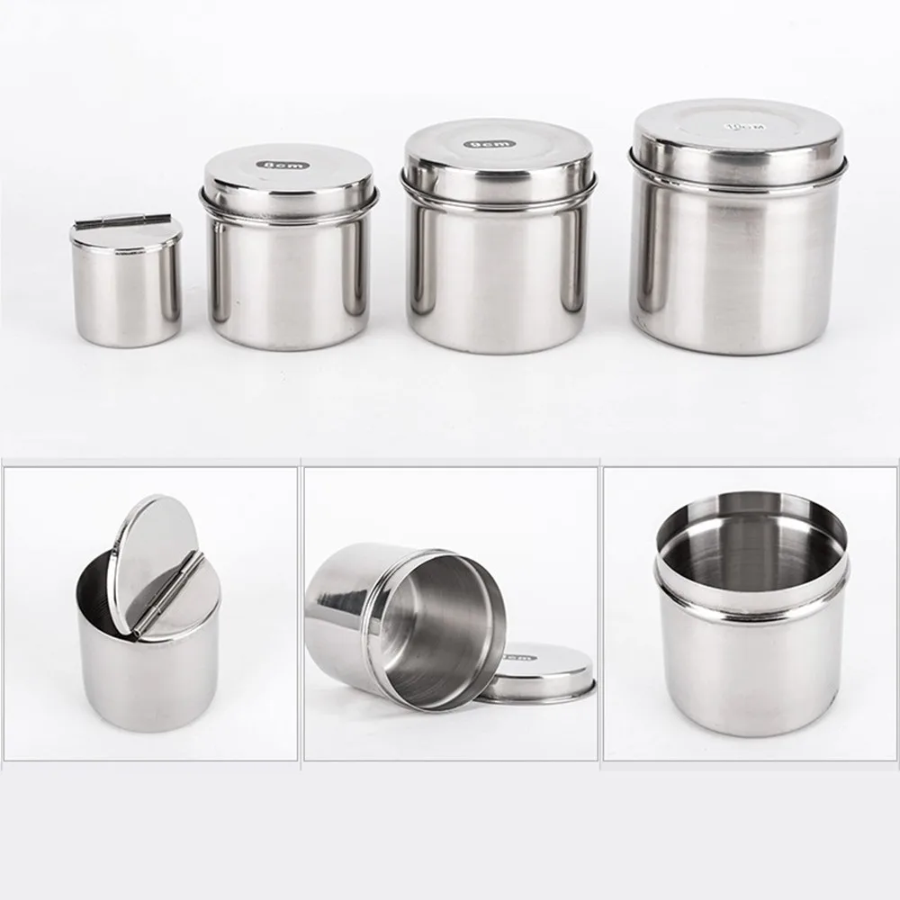 Dental Stainless Steel Cotton Storage Jar with Lid Medical Disinfection Canister Tweezers Surgical Tool Jar Pot Container Bottle