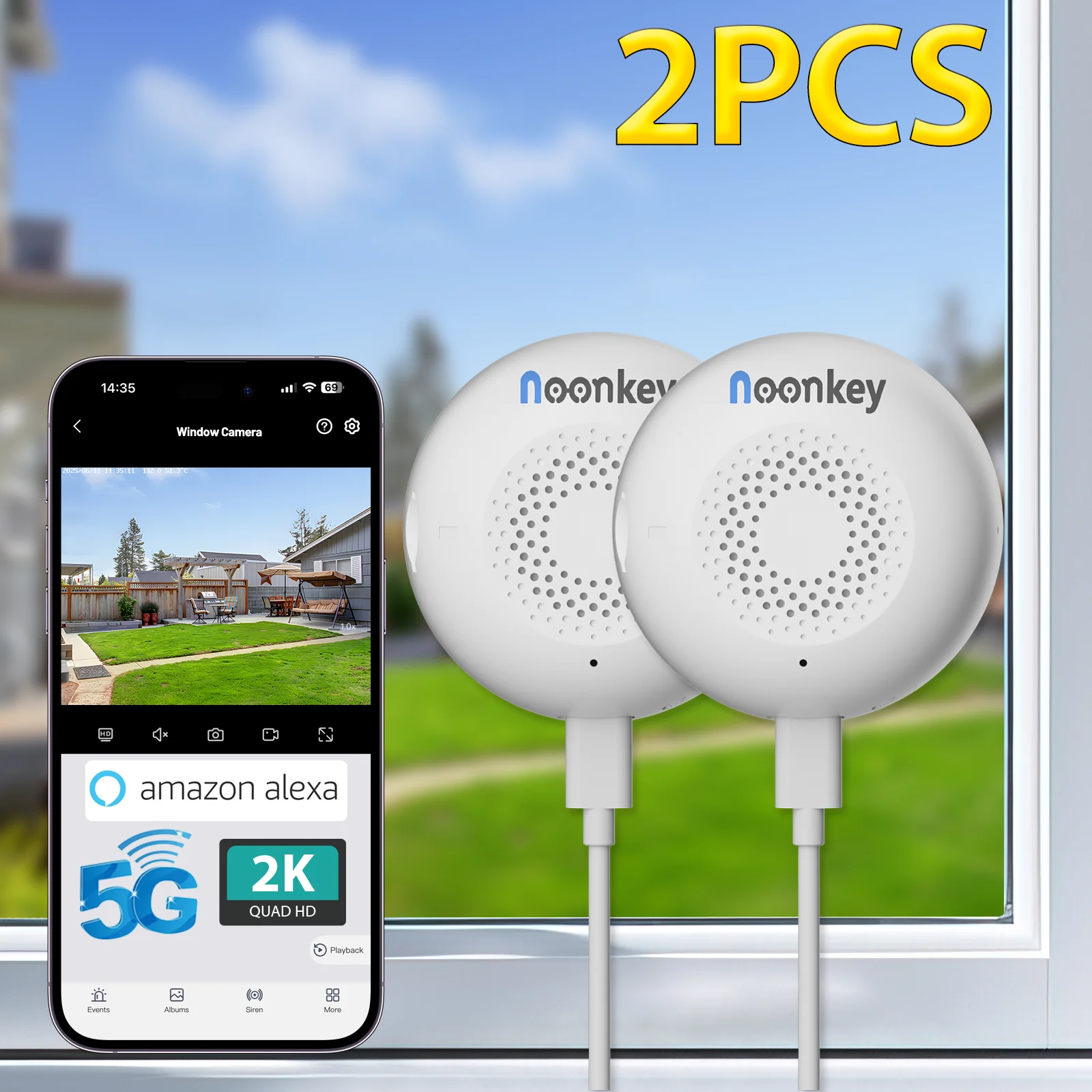 

2 PACK 3MP 2K Wireless Window Camera, 5GHz&2.4GHz WiFi Indoor Cameras for Home Security w/ ChroMax Al Color Night Vision,